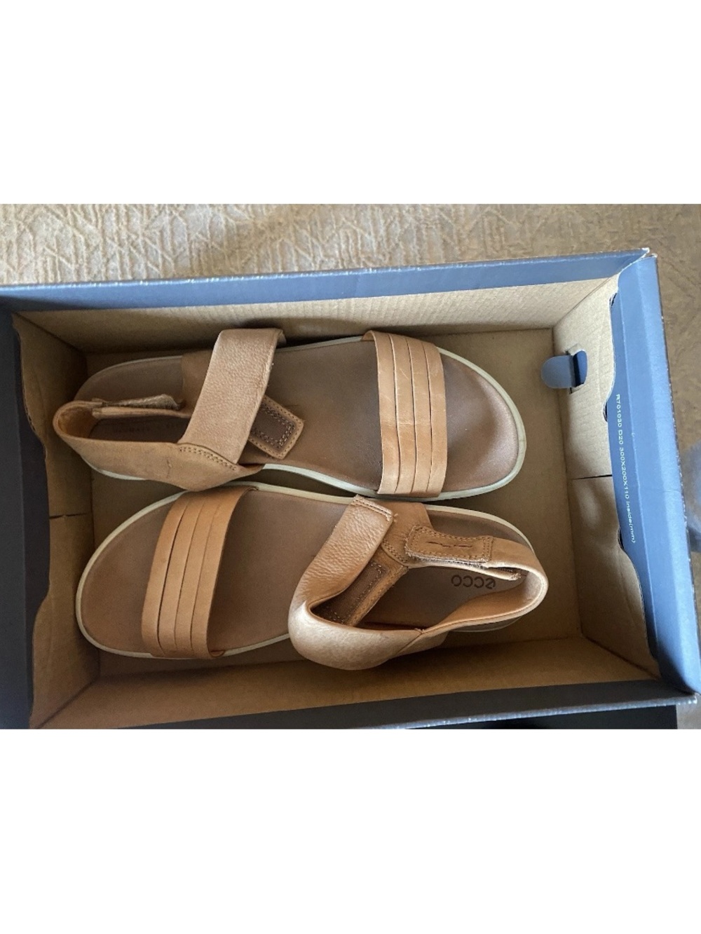 Ecco Women's Tan Leather Velcro Strap Sandals